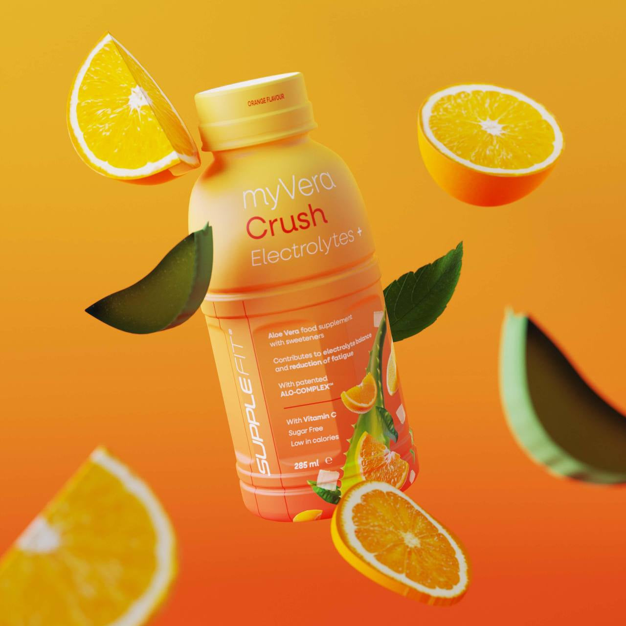 INTA006-06 - MYVERA CRUSH Electrolytes + | Suplemento alimenticio con edulcorantes en frascos monodosis de 285 ml (pack de 6) - 1710 ml