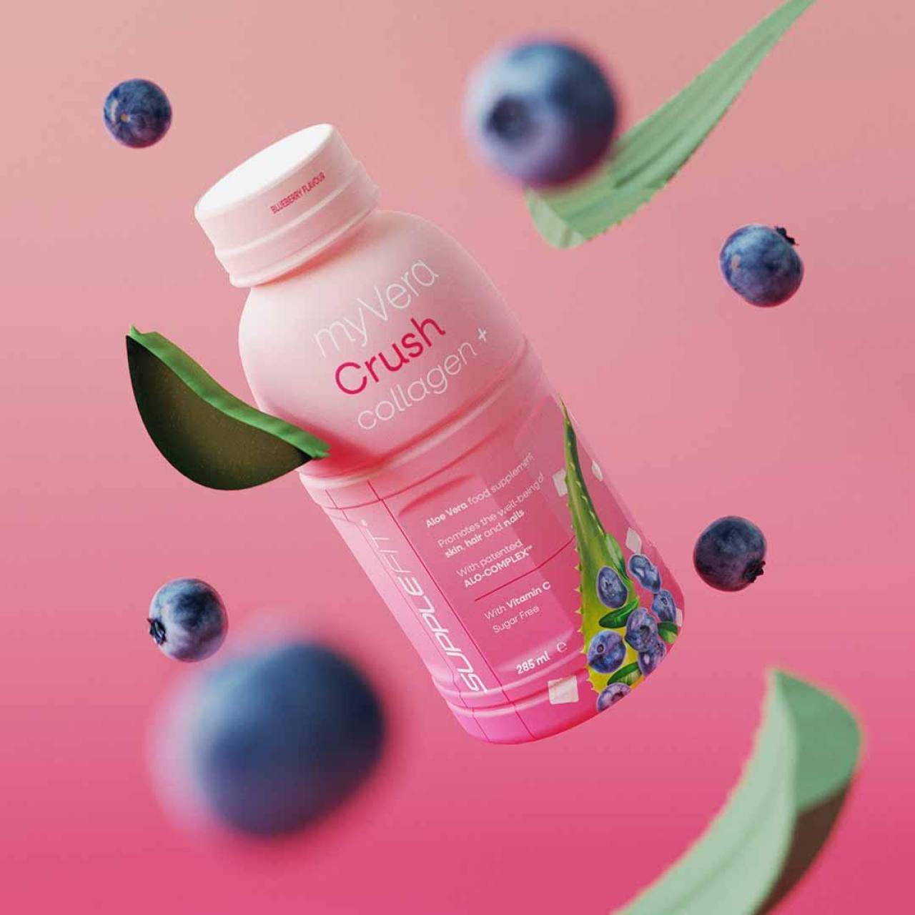 INTA001-12 - MYVERA CRUSH Collagen + | Suplemento alimenticio en frascos monodosis de 285 ml (pack de 12) - 3420 ml