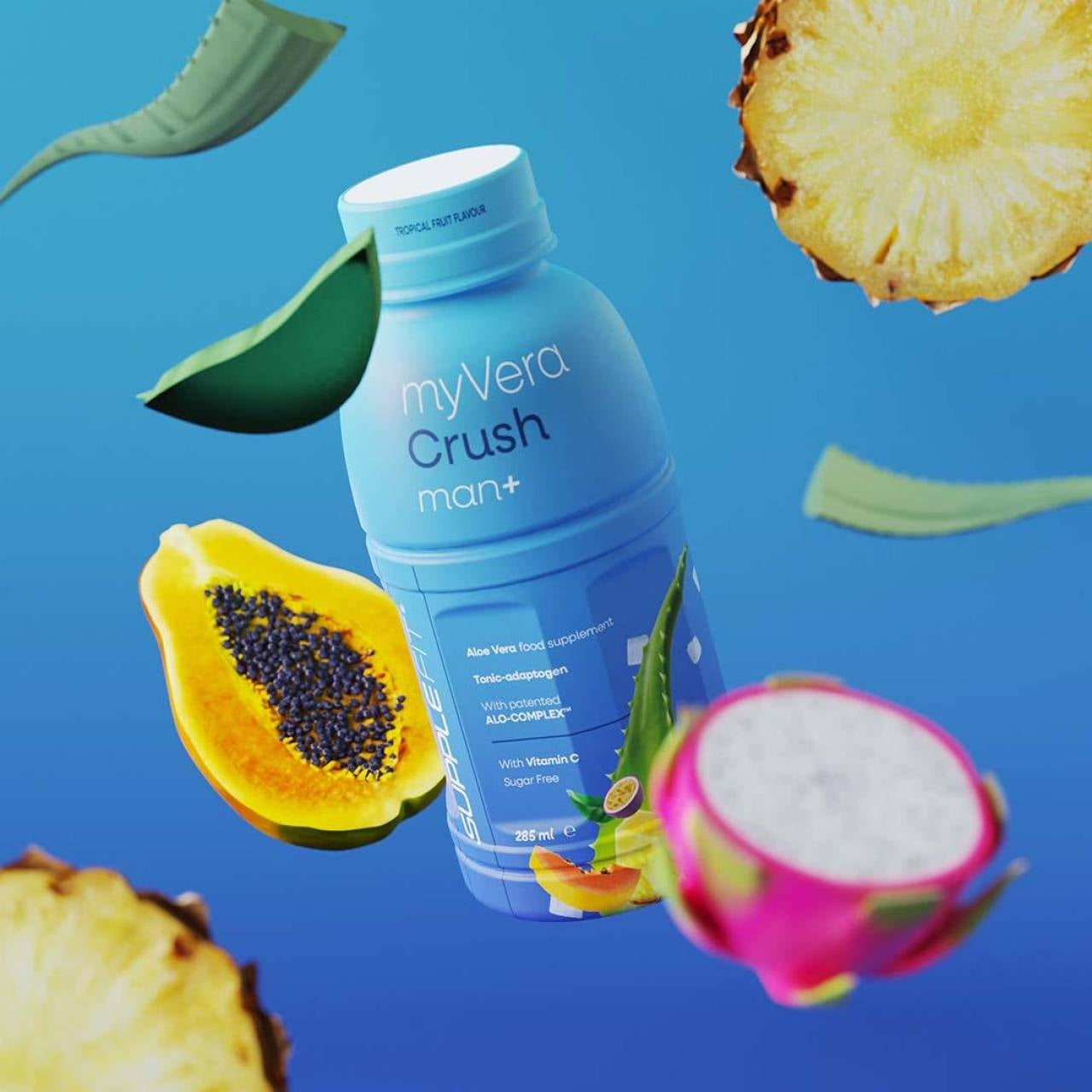 INTA003-12 - MYVERA CRUSH Man + | Suplemento alimenticio en frascos monodosis de 285 ml (pack de 12) - 3420 ml