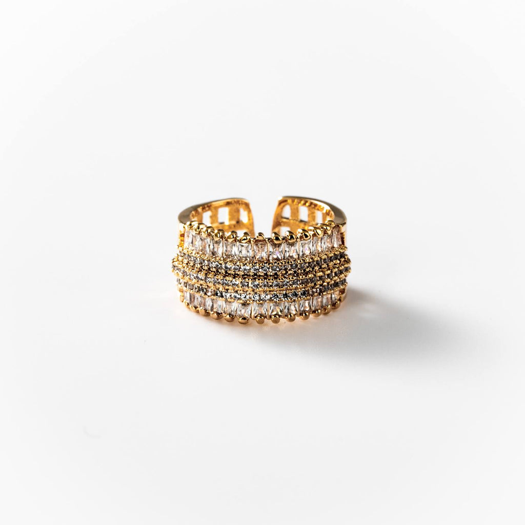 BIGAG037 - Anillo Haz de luz chapado en oro 24 K