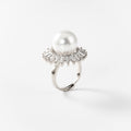 BIGAS004 - Anillo Sol de perla de metal rodiado