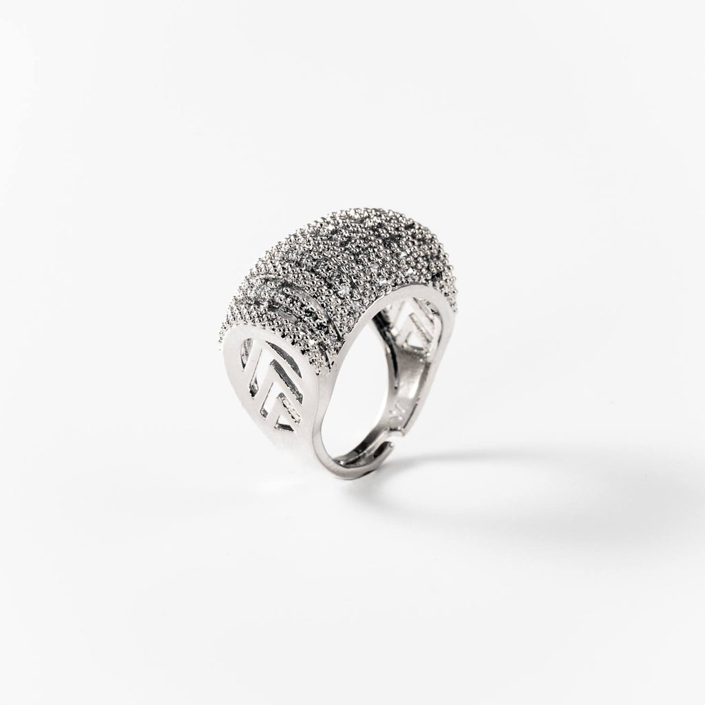 BIGAS007 - Anillo Pavé Déco de metal rodiado