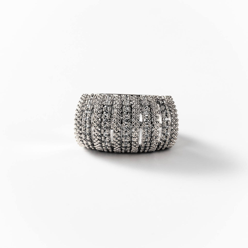 BIGAS007 - Anillo Pavé Déco de metal rodiado