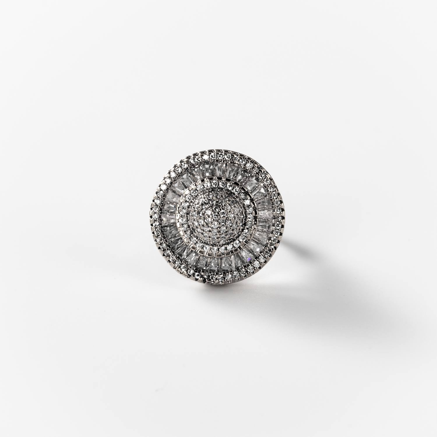 BIGAS022 - Anillo Vintage brillante de metal rodiado