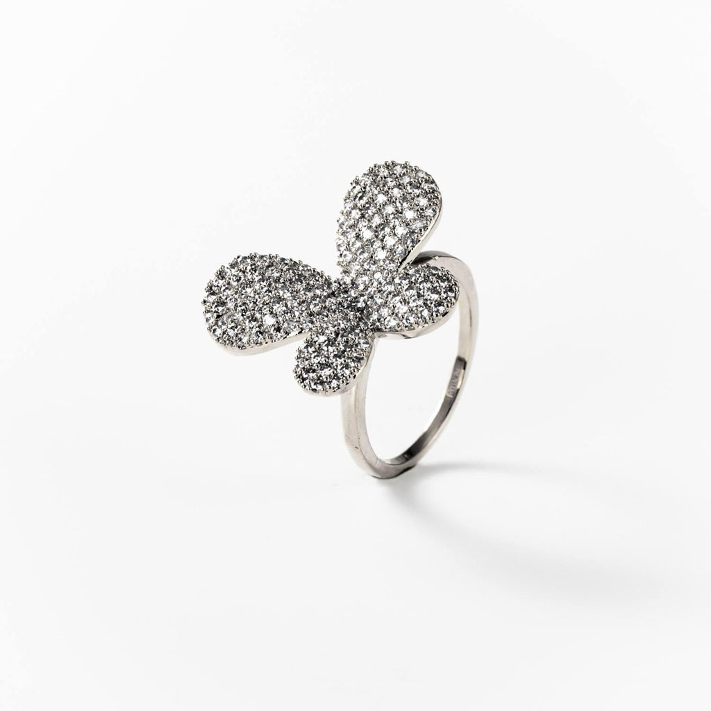 BIGAS028 - Anillo Mariposa de metal rodiado