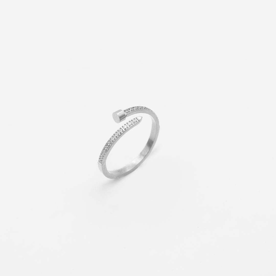 BIGAS093 - Anillo «Crystal» de acero inoxidable