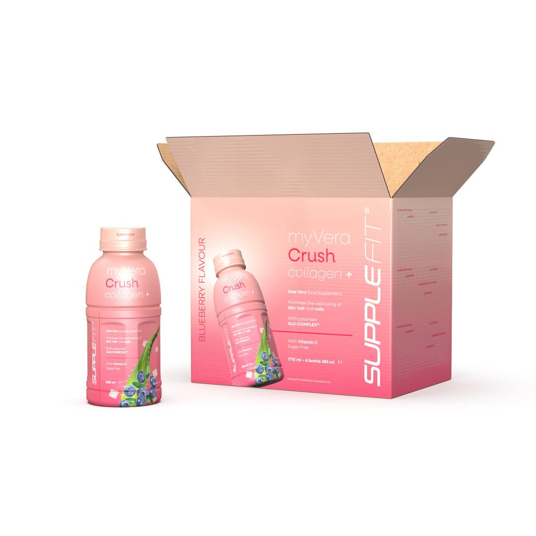 INTA001-06 - MYVERA CRUSH Collagen + | Suplemento alimenticio en frascos monodosis de 285 ml (pack de 6) - 1710 ml