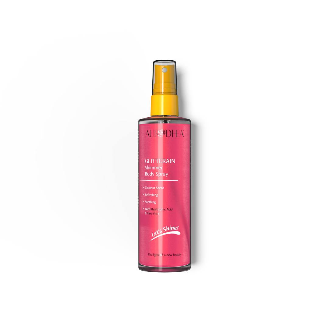 SOL22 - GLITTERAIN – Pink Shimmer Body Spray (Fragancia Coco)